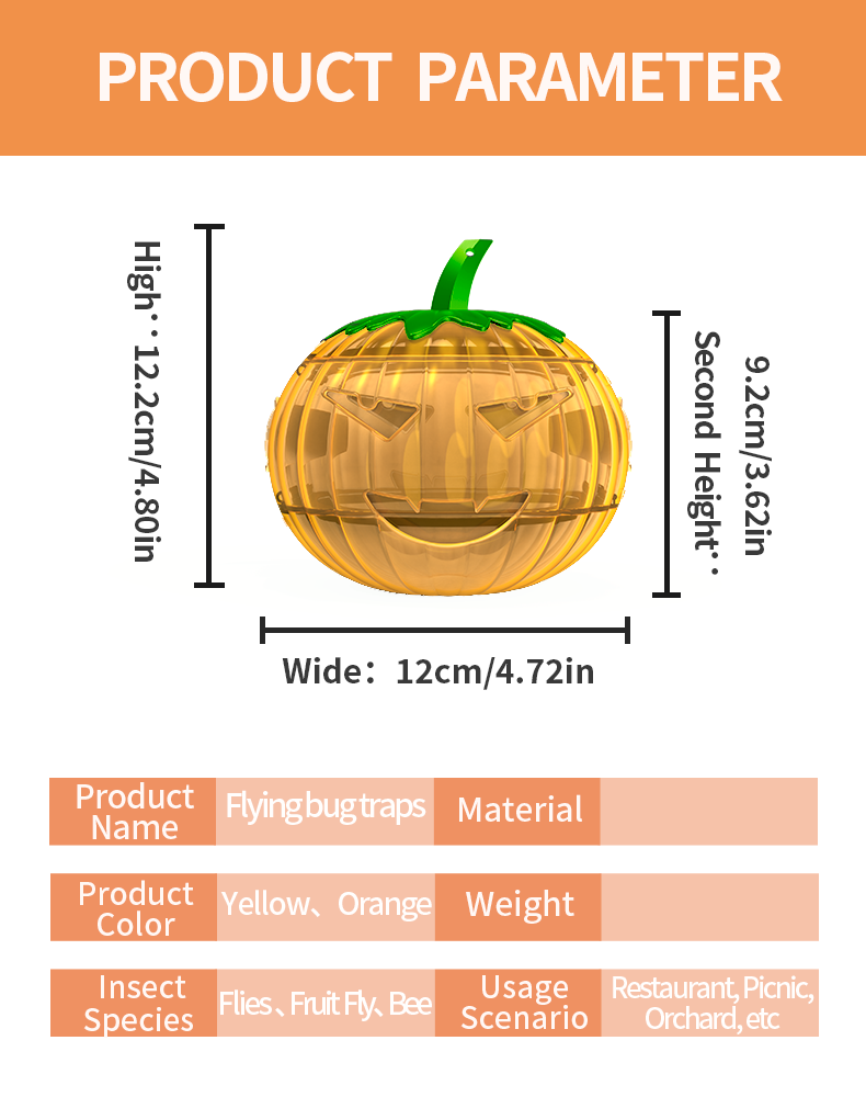π Jack O lantern pumpkin shaped flying bug traps Safe, Easy To Use And Pollution-Free 2pcs