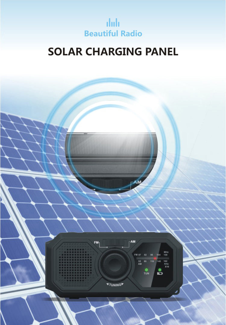đź“» Emergency Use Crank Lighting Radio- Durable Solar Energy Crank Radio, Easy to Use Solar Radio for Camping, Mountaineering, Fishing, Hiking, Outdoor Survival
