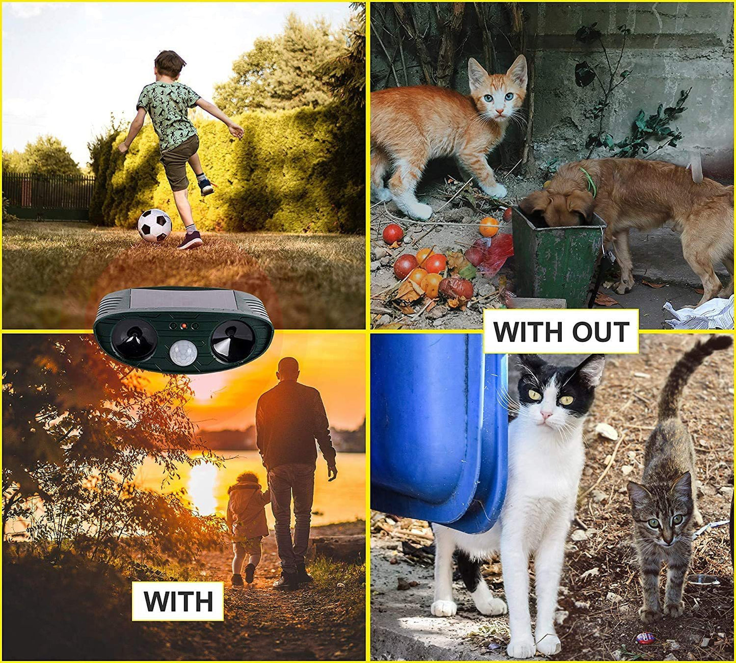 🏠 Solar Power Animal Repeller for Dogs, Cats, Racoon, Deer, Birds, Skunks, Squirrels, Rabbit, Fox