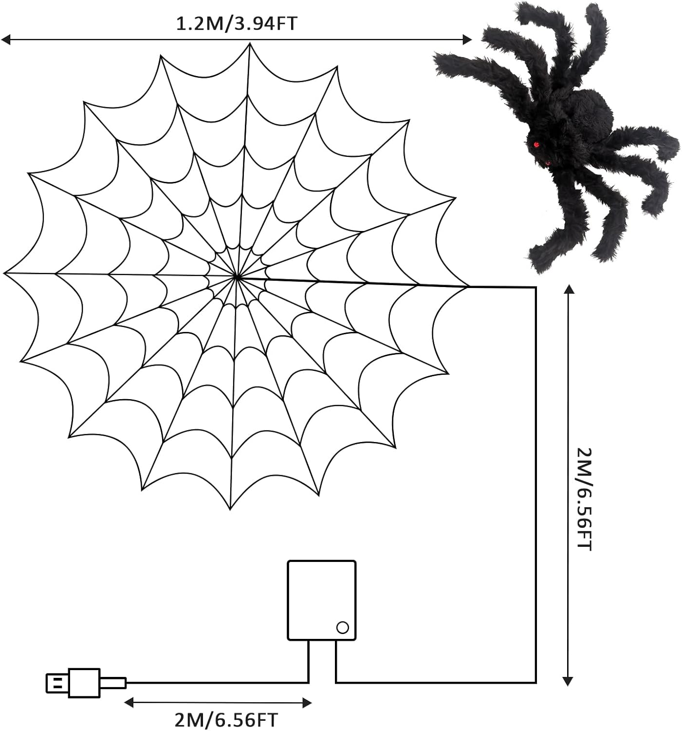 🎃 Halloween Decorations Spider Web Lights, 80LED Light Up Spider Web Battery Operated 8 Modes Purple Cobweb Lights with Timer Remote Waterproof Halloween Indoor Outdoor Window Décor