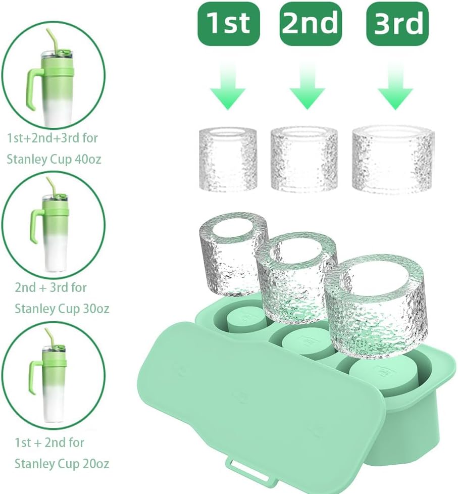 🧊 Ice Mold Set silicone Ice Tray for Tumbler Cup & Stanley Ice Mold Ice Tray For Wine Drinking (Green)
