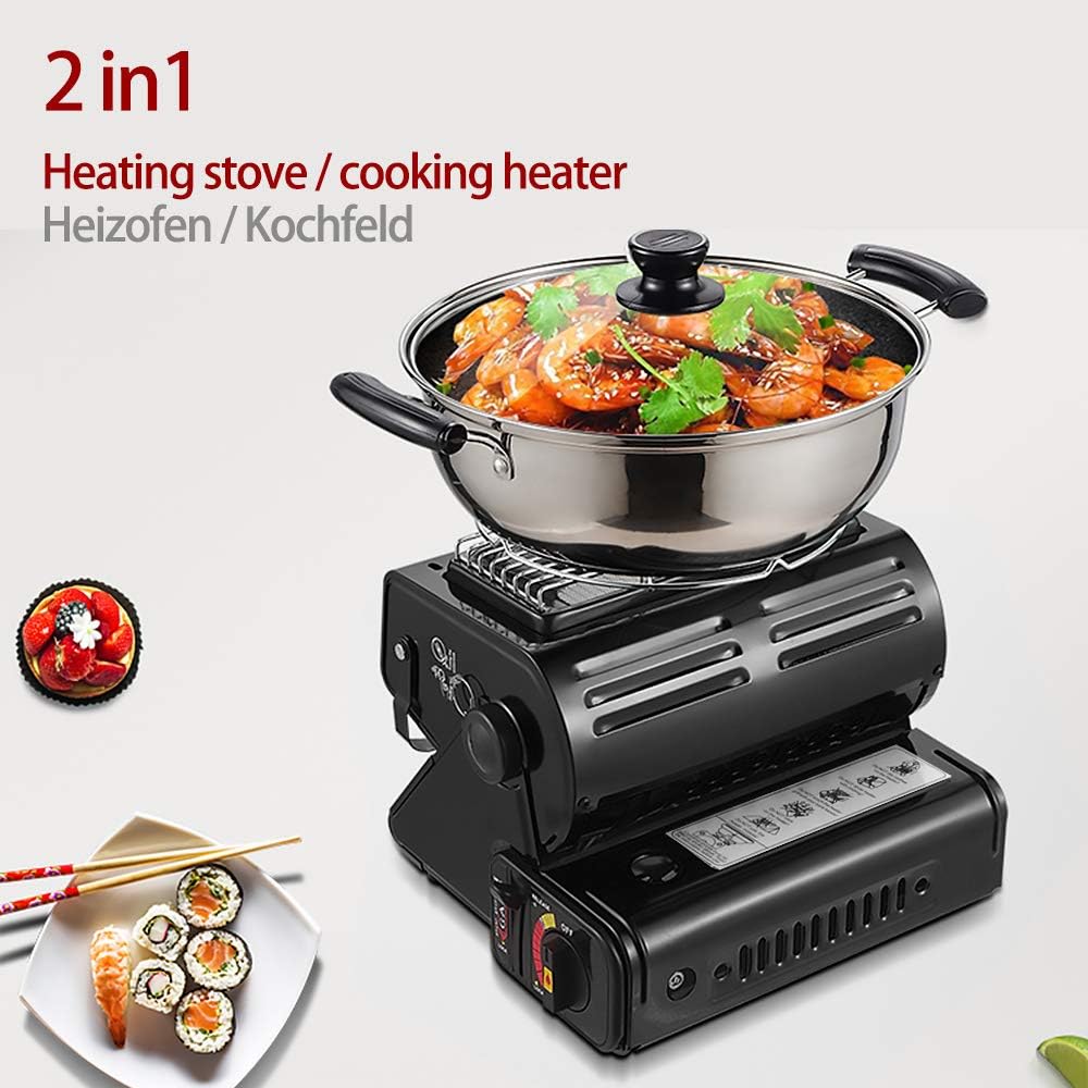 🔥 Portable Ceramic Gas Heater Outdoor Camping Fishing Ceramic Burner 1.3 kW - BLK