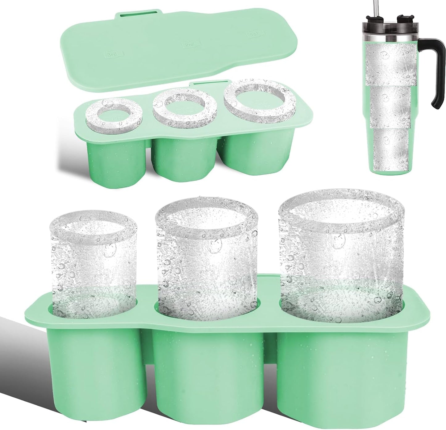 🧊 Ice Mold Set silicone Ice Tray for Tumbler Cup & Stanley Ice Mold Ice Tray For Wine Drinking (Green)