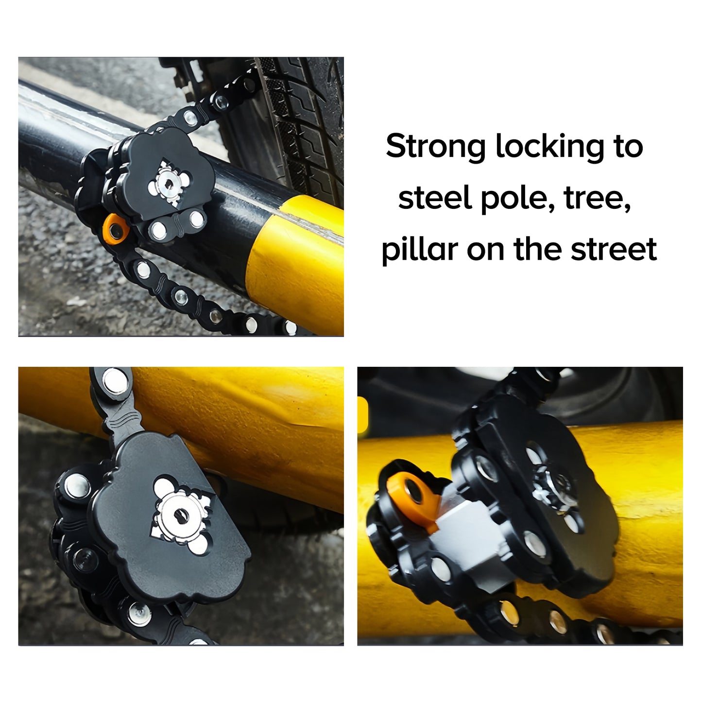 π Lock Security Tool, Zinc Alloy Luxe Biking Lock, Chain Lock for Bikes, Waterproof, Secure Guard Fold-Up Lock