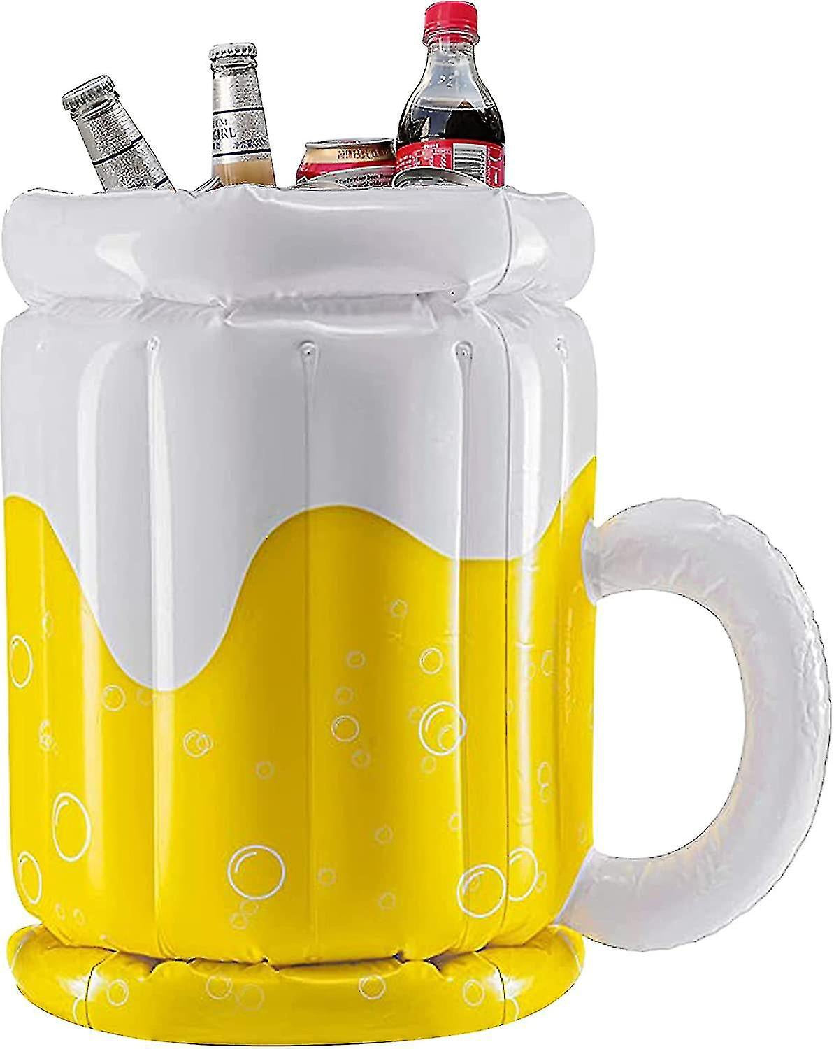 🍺 Party Drink Cooler, Inflatable Beer Mug Cooler, PVC Ice Bucket Beverage Bottle Chiller for Pool Party Supplies, BBQ, Beach Parties 17.3"