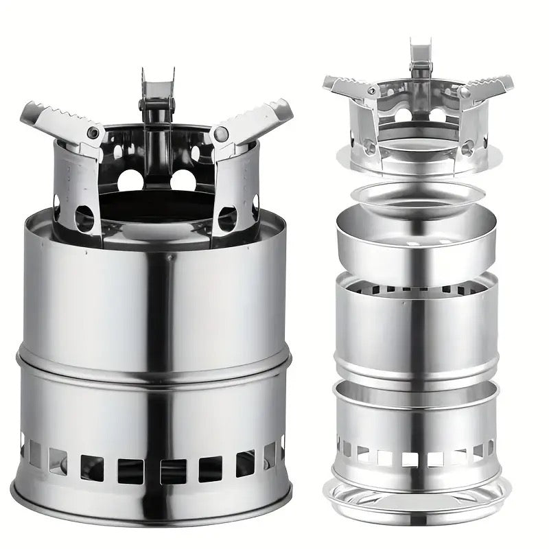 🔥 Outdoor Wood Gas Wood-burning Stove Portable Folding Firewood Stove Camping Gasification Windproof