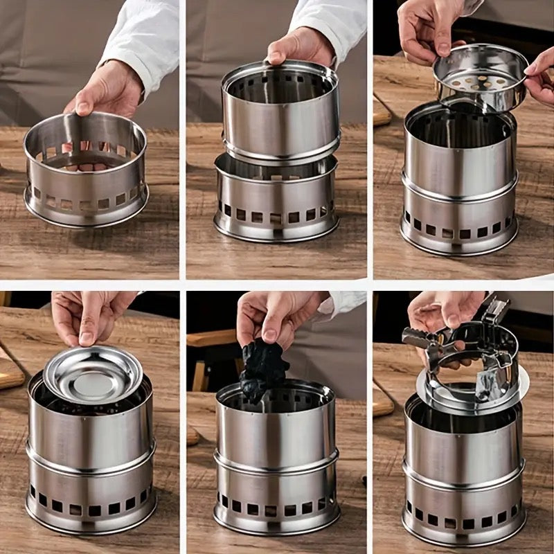 🔥 Outdoor Wood Gas Wood-burning Stove Portable Folding Firewood Stove Camping Gasification Windproof