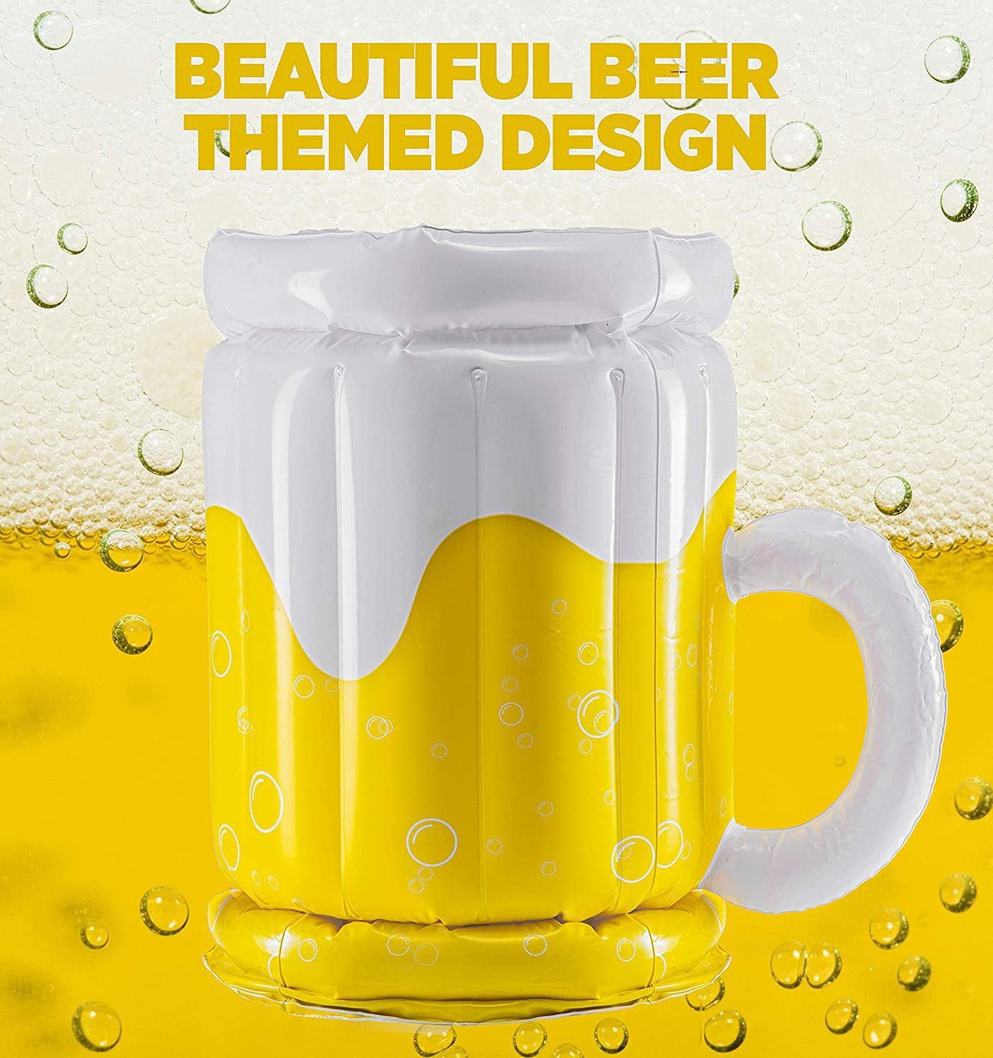 🍺 Party Drink Cooler, Inflatable Beer Mug Cooler, PVC Ice Bucket Beverage Bottle Chiller for Pool Party Supplies, BBQ, Beach Parties 17.3"