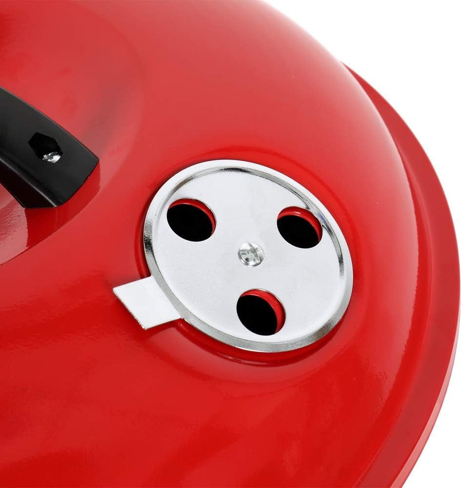 🔥 Lightweight Charcoal Grill | Apple-Shaped | with Red / Black Lid (Red lid) Easy to carry and durable 14-inch