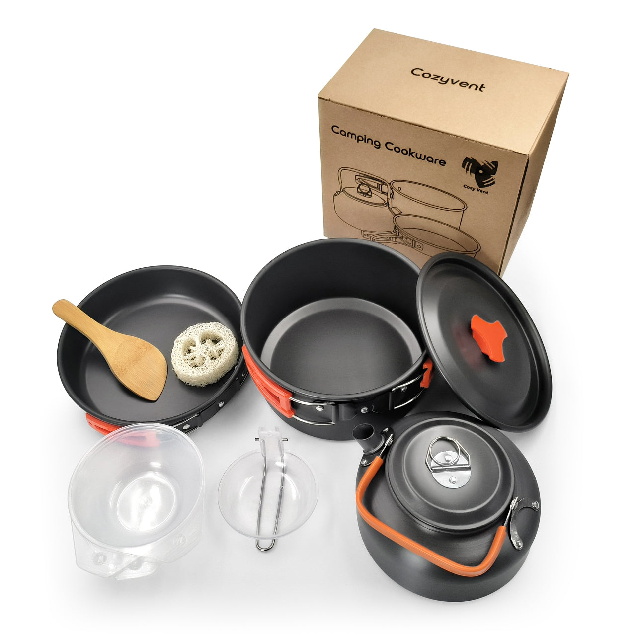 🔥 Camping Cookware Set Lightweight Non-Stick Cooking Equipment Pan Pot Kettle Bowl 10 PCS KIT