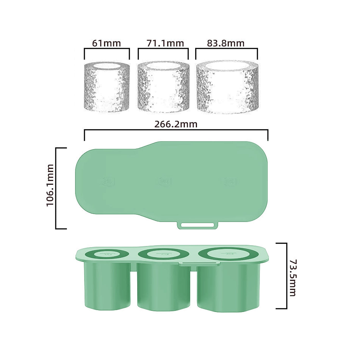 🧊 Ice Mold Set silicone Ice Tray for Tumbler Cup & Stanley Ice Mold Ice Tray For Wine Drinking (Green)