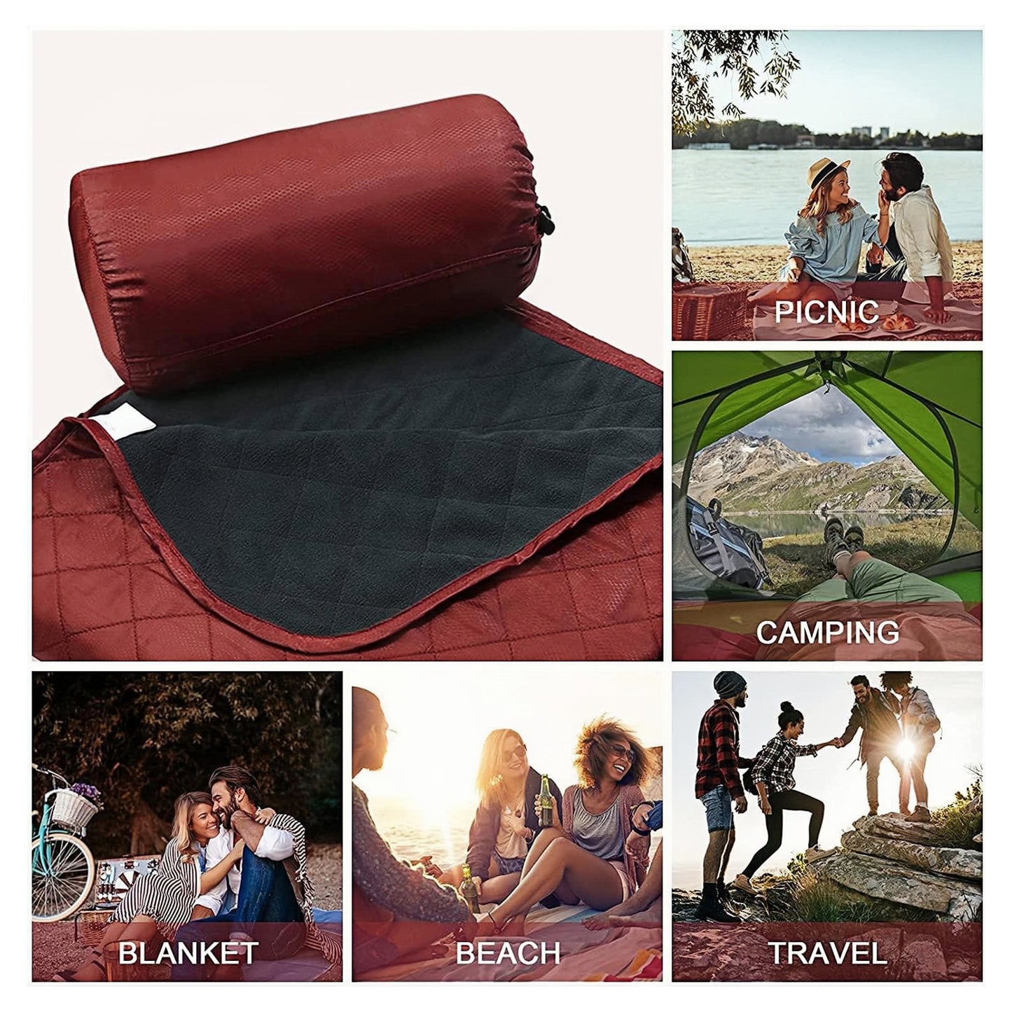 ⛺️ 3- Layer Large Foldable Camping Blanket Thick Spacious Lightweight Beach Mat for Picnics and Travel