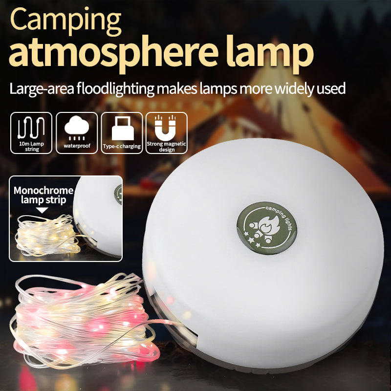 ⛺️ COZYVENT 5 Watt Hoge Helderheid Oprolbare 4-in-1 camping verlichting, draagbaar, oplaadbaar met 7 lichtstanden, waterdichte camping lamp met lange batterijduur voor kamperen, wandelen, decoratie, tuin en buiten, meerkleurig (10 m)
