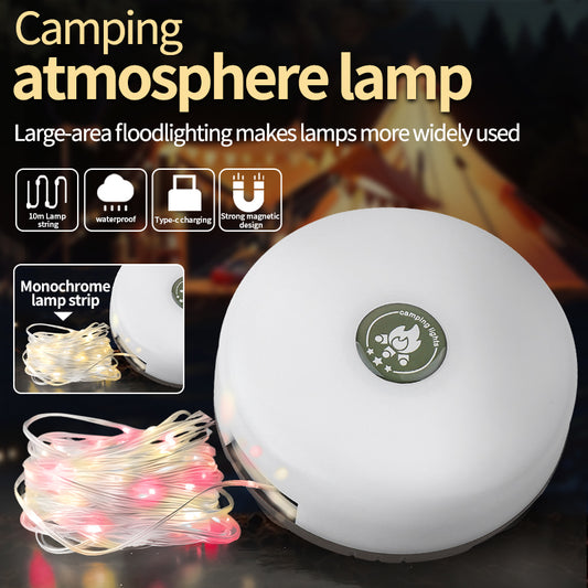 ⛺️ COZYVENT 5 Watt Hoge Helderheid Oprolbare 4-in-1 camping verlichting, draagbaar, oplaadbaar met 7 lichtstanden, waterdichte camping lamp met lange batterijduur voor kamperen, wandelen, decoratie, tuin en buiten, meerkleurig (10 m)