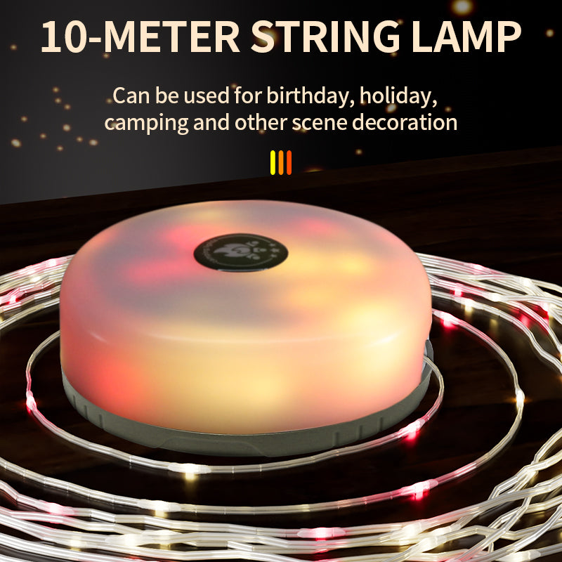 ⛺️ COZYVENT 5 Watt Hoge Helderheid Oprolbare 4-in-1 camping verlichting, draagbaar, oplaadbaar met 7 lichtstanden, waterdichte camping lamp met lange batterijduur voor kamperen, wandelen, decoratie, tuin en buiten, meerkleurig (10 m)