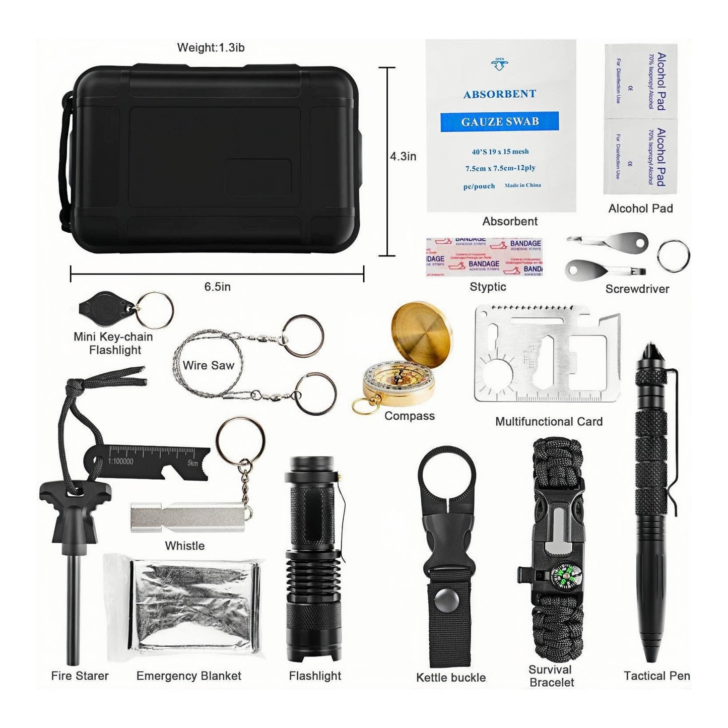 ⛺️ Outdoor Emergency Multi-functional Survival Kit Camping Hiking Tactical Gear Package 18-in-one