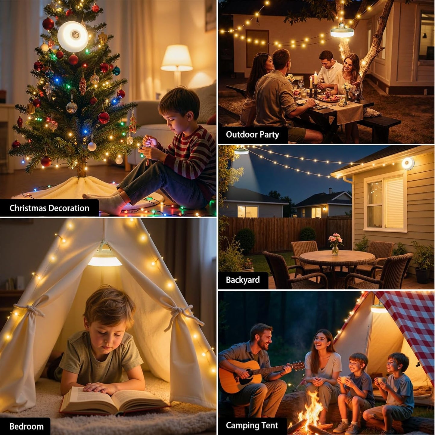 ⛺️ COZYVENT 5 Watt Hoge Helderheid Oprolbare 4-in-1 camping verlichting, draagbaar, oplaadbaar met 7 lichtstanden, waterdichte camping lamp met lange batterijduur voor kamperen, wandelen, decoratie, tuin en buiten, meerkleurig (10 m)