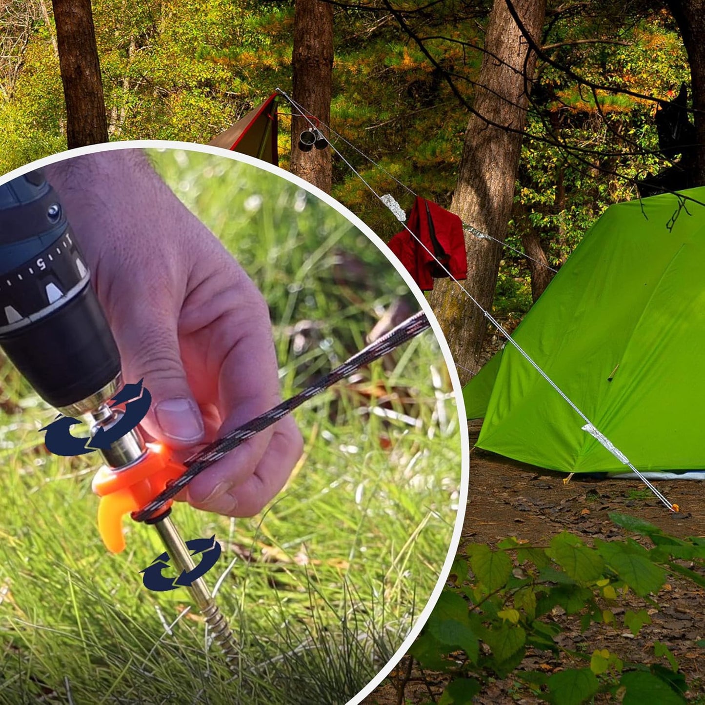 ⛺️COZYVENT Stormvaste Tent Haringen met Schroefdraad – Set van 22 Stuks 20.5CM toepasbaar voor aangedreven sleutel onmisbare kampeeruitrusting