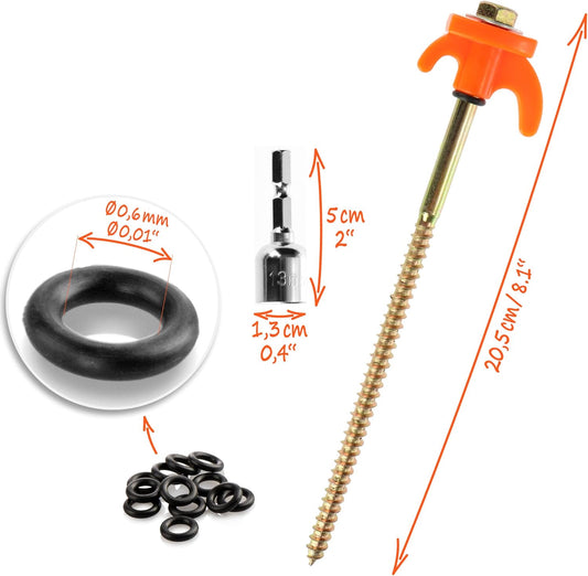 ⛺️ Stormvaste Tent Haringen met Schroefdraad – Set van 22 Stuks 20.5CM