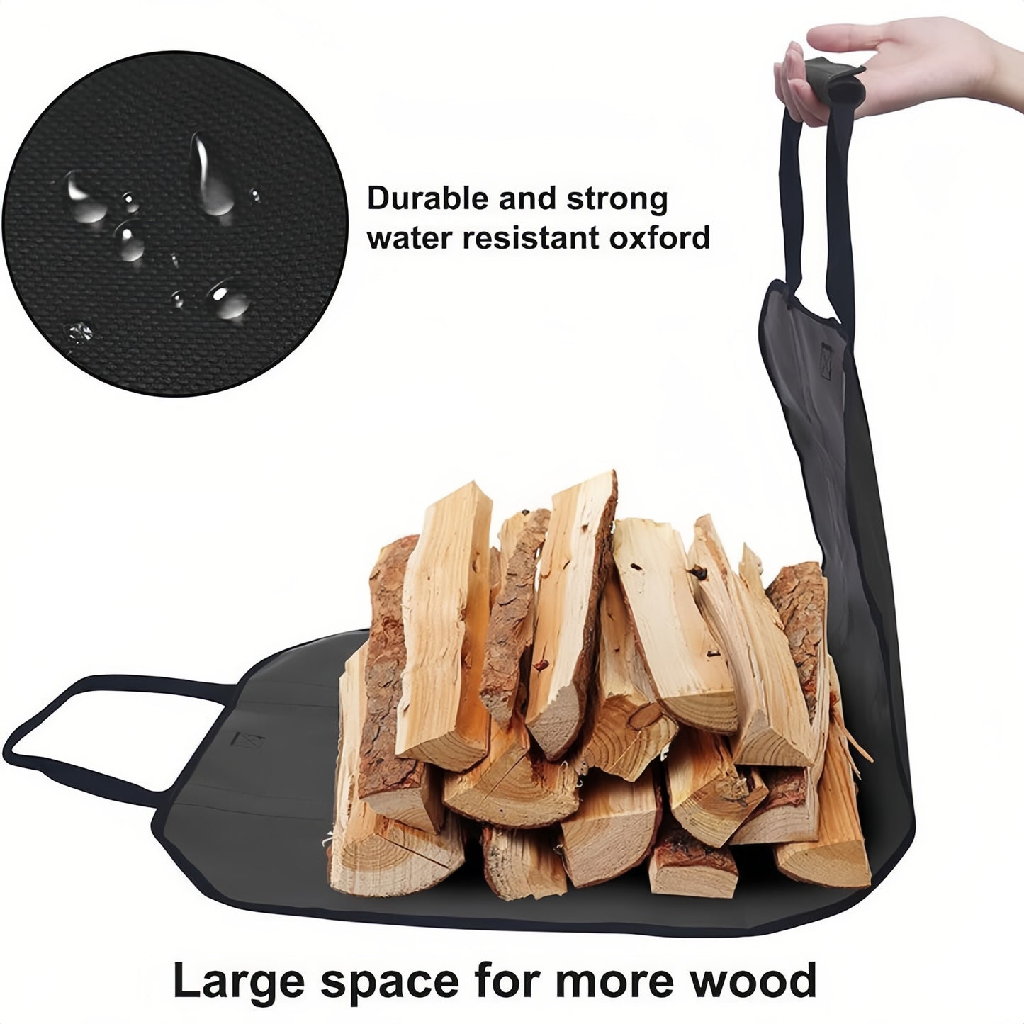 🔥 Firewood Bag Carrier with Handles, Log Tote Bag Fire Wood, Water Resistant Wood Log Carrier Bag for Camping, BBQ Indoor & Outdoor (Brown)