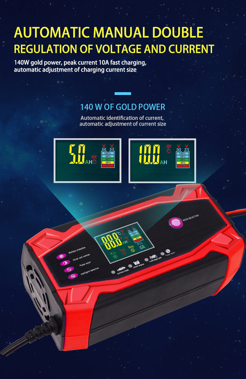 🔋 COZYVENT 10A autolader voor 12V/24V accu's, intelligente druppellader met temperatuurcompensatie, volledig automatische acculader voor auto's, vrachtwagens, grasmaaiers of boten geschikt voor gewone en start-stop-accu's.