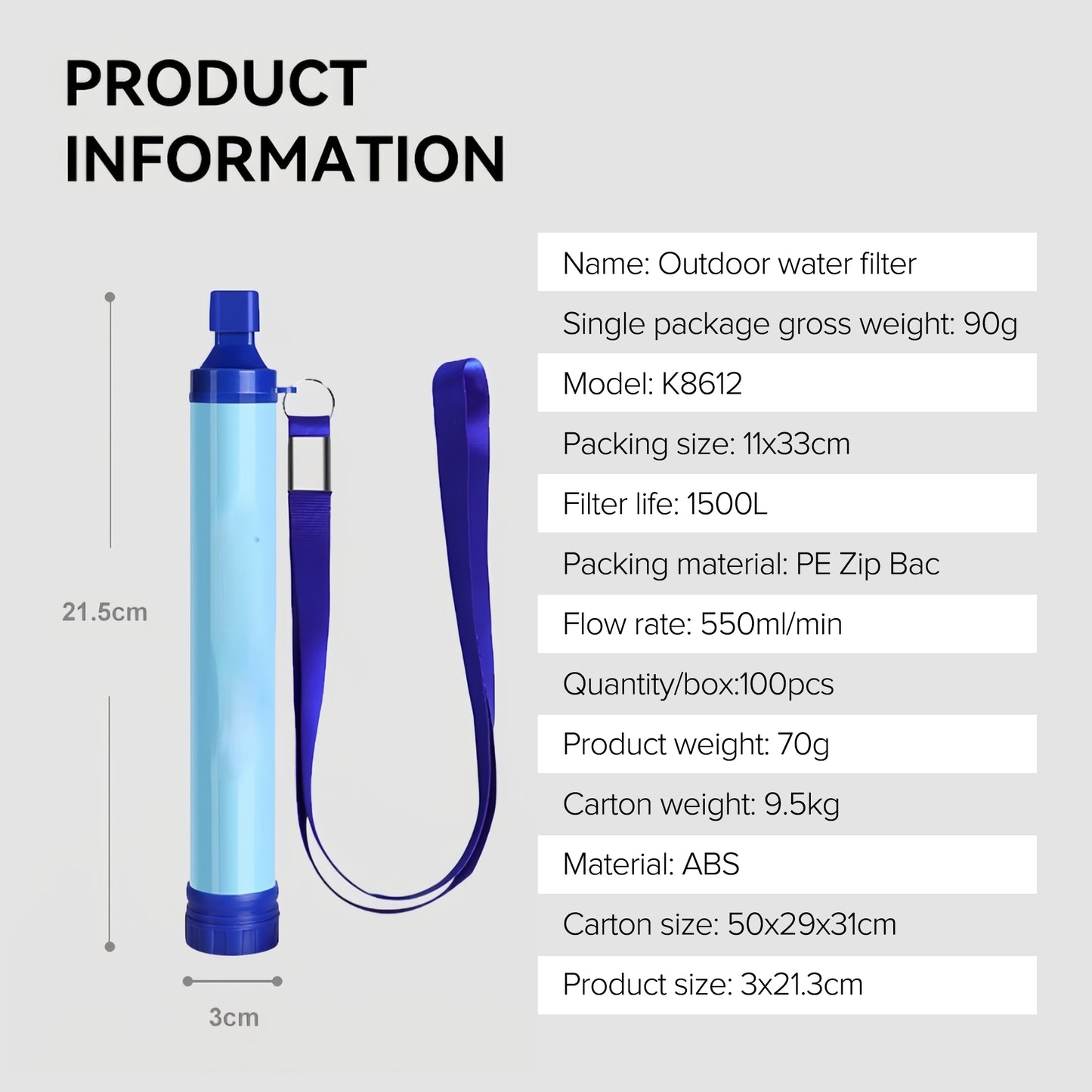 ⛺️ Outdoor Water Filter Personal Water Filtration Straw Emergency Survival Gear Water Purifier for Camping Hiking Backpacking