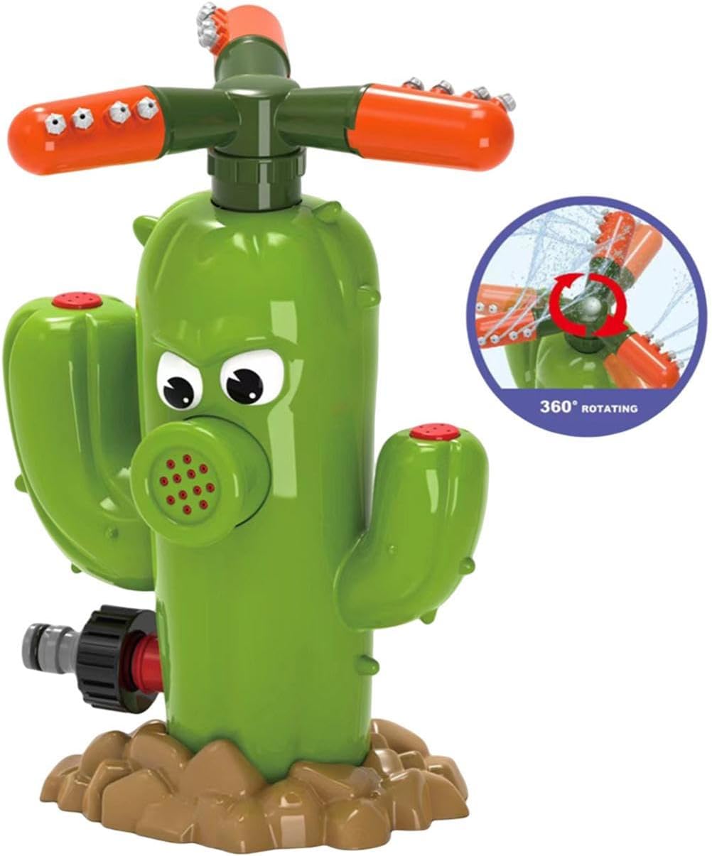 🌵COZYVENT Cactus Water Spray Sprinkler for Kids, 360 Degree Backyard Rotation Cactus Kids Sprinkler Outdoor Splashing Fun Activity for Summer Easy to use Attaches to Garden Hose