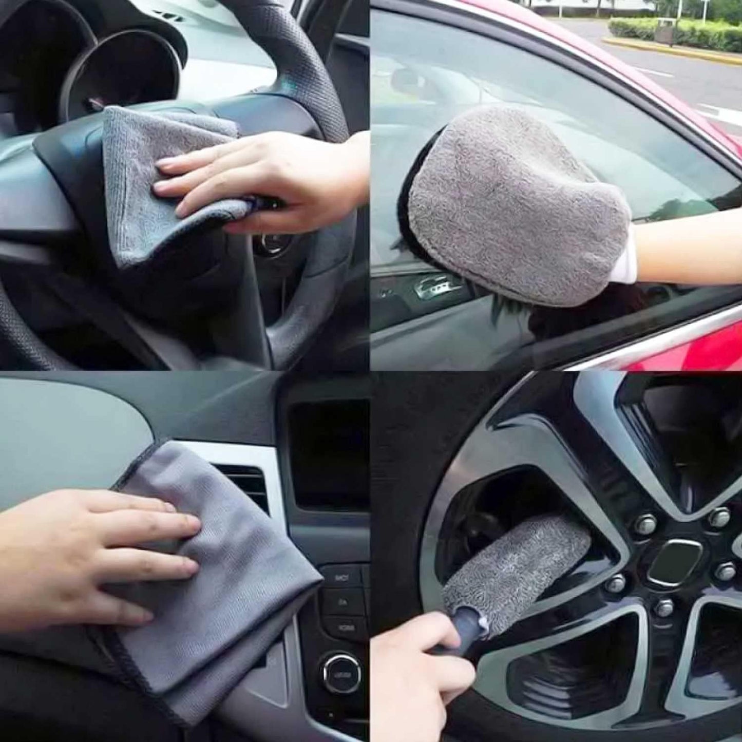 🧽 COZYVENT Car Wash Towel Kit 9 PCS Scratch Free Microfiber Wash Mitt Plush Car Cleaning Kit Microfiber Towels