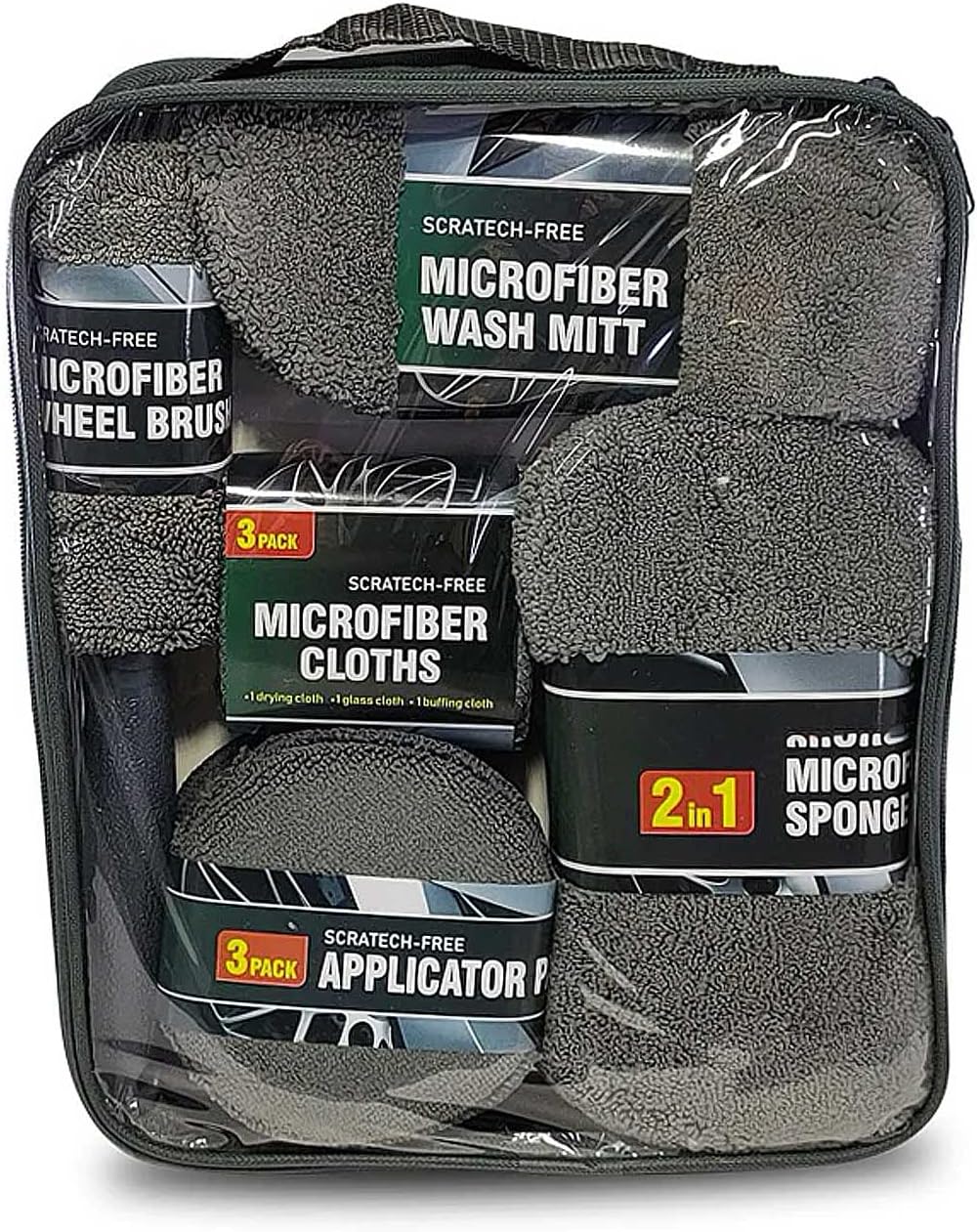 🧽 COZYVENT Car Wash Towel Kit 9 PCS Scratch Free Microfiber Wash Mitt Plush Car Cleaning Kit Microfiber Towels