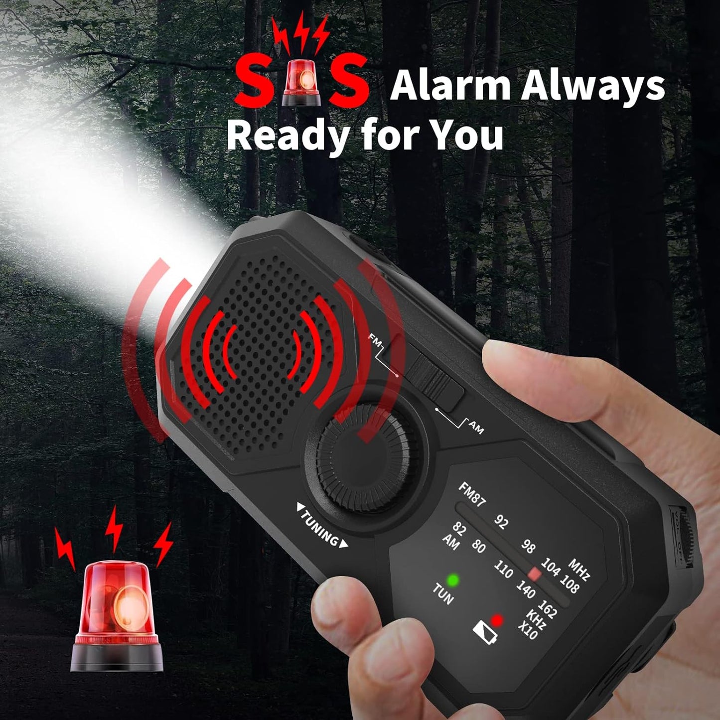 📻 Emergency Use Crank Lighting Radio- Durable Solar Energy Crank Radio, Easy to Use Solar Radio for Camping, Mountaineering, Fishing, Hiking, Outdoor Survival