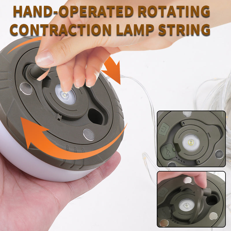 ⛺️ COZYVENT 5 Watt Hoge Helderheid Oprolbare 4-in-1 camping verlichting, draagbaar, oplaadbaar met 7 lichtstanden, waterdichte camping lamp met lange batterijduur voor kamperen, wandelen, decoratie, tuin en buiten, meerkleurig (10 m)