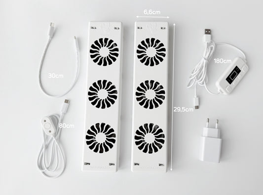 🔥 Radiator ventilator Double Set - Digitaal display - Instelbare temperatuurinstelling - Energiezuinig - Geschikt voor bijna alle typen radiatoren - Verwarming ventilatie