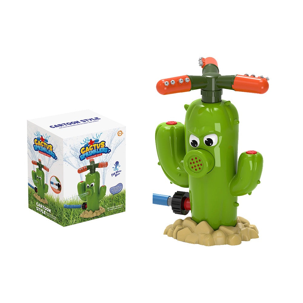 🌵 Cactus Water Spray Sprinkler for Kids, 360 Degree Backyard Rotation Cactus Kids Sprinkler Outdoor Splashing Fun Activity for Summer Easy to use Attaches to Garden Hose