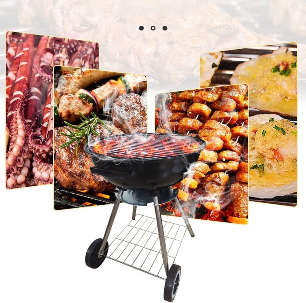 🔥 Portable Charcoal Grill Barbecue Grill Smoker Heat Stove Round BBQ Kettle with wheels 18-inch