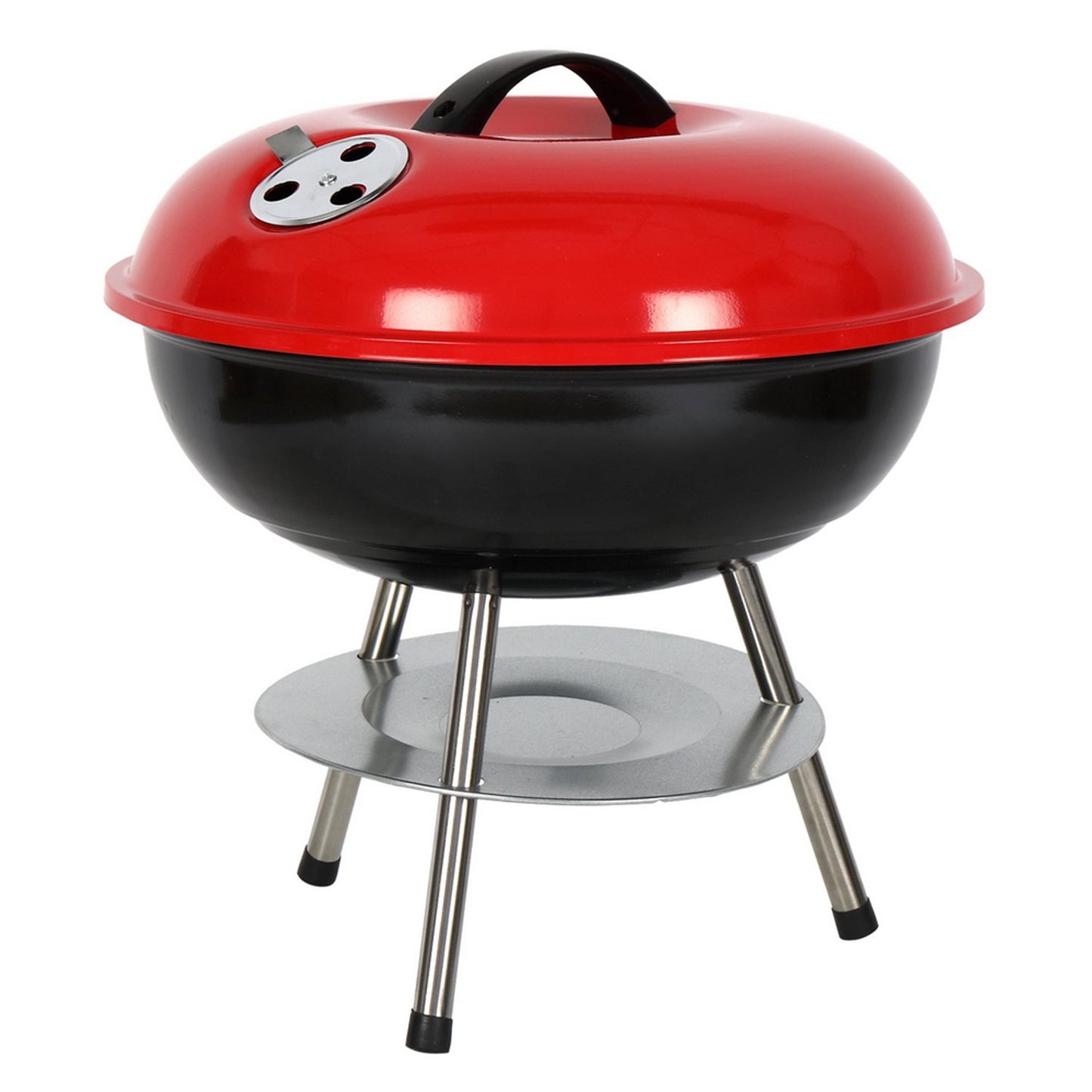 🔥 Lightweight Charcoal Grill | Apple-Shaped | with Red / Black Lid (Red lid) Easy to carry and durable  14-inch