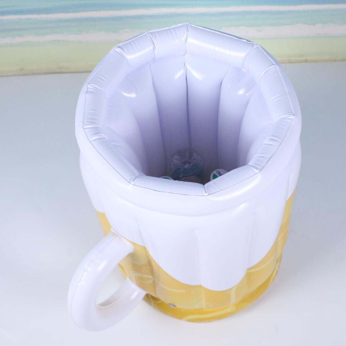 🍺 Party Drink Cooler, Inflatable Beer Mug Cooler, PVC Ice Bucket Beverage Bottle Chiller Bie for Pool Party Supplies, BBQ, Beach Parties 17.3"