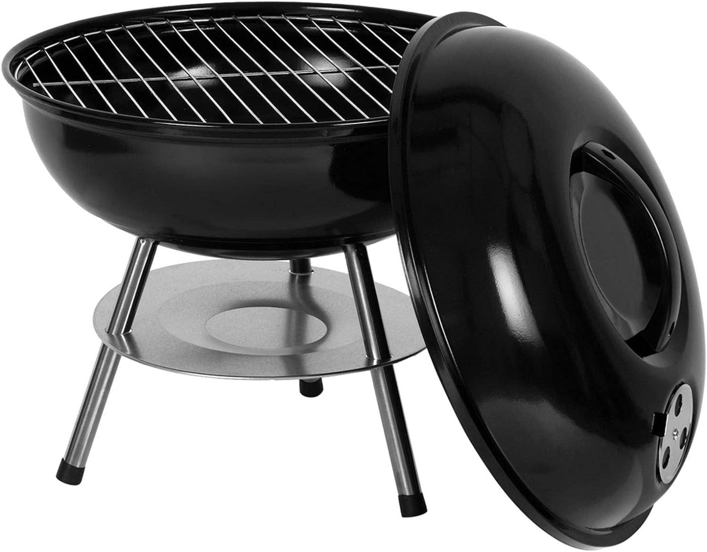 🔥 Lightweight Charcoal Grill | Apple-Shaped | with Red / Black Lid (Red lid) Easy to carry and durable  14-inch