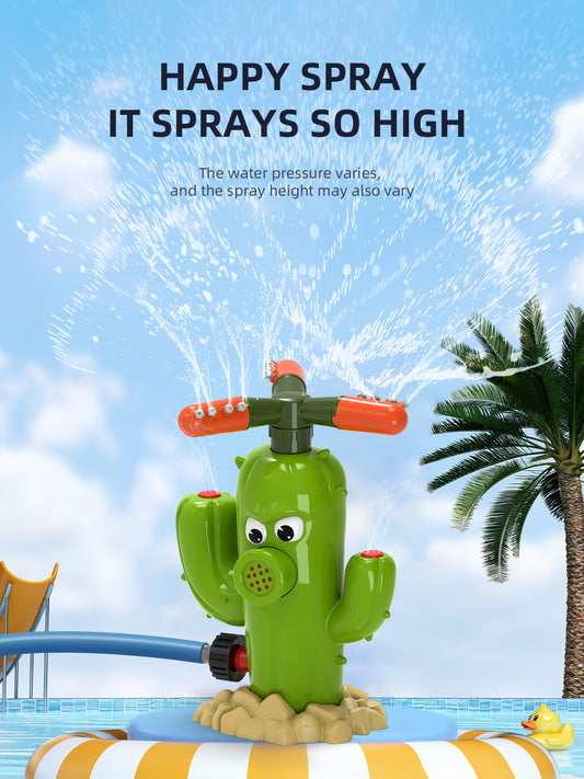 🌵 Cactus Water Spray Sprinkler for Kids, 360 Degree Backyard Rotation Cactus Kids Sprinkler Outdoor Splashing Fun Activity for Summer Easy to use Attaches to Garden Hose