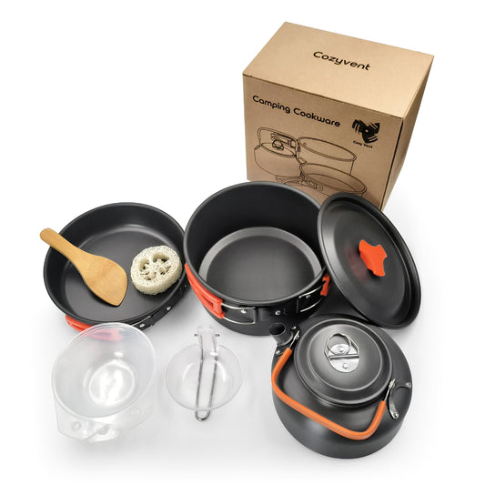 🔥 Camping Cookware Set Lightweight Non-Stick Cooking Equipment Pan Pot Kettle Bowl 10 PCS KIT