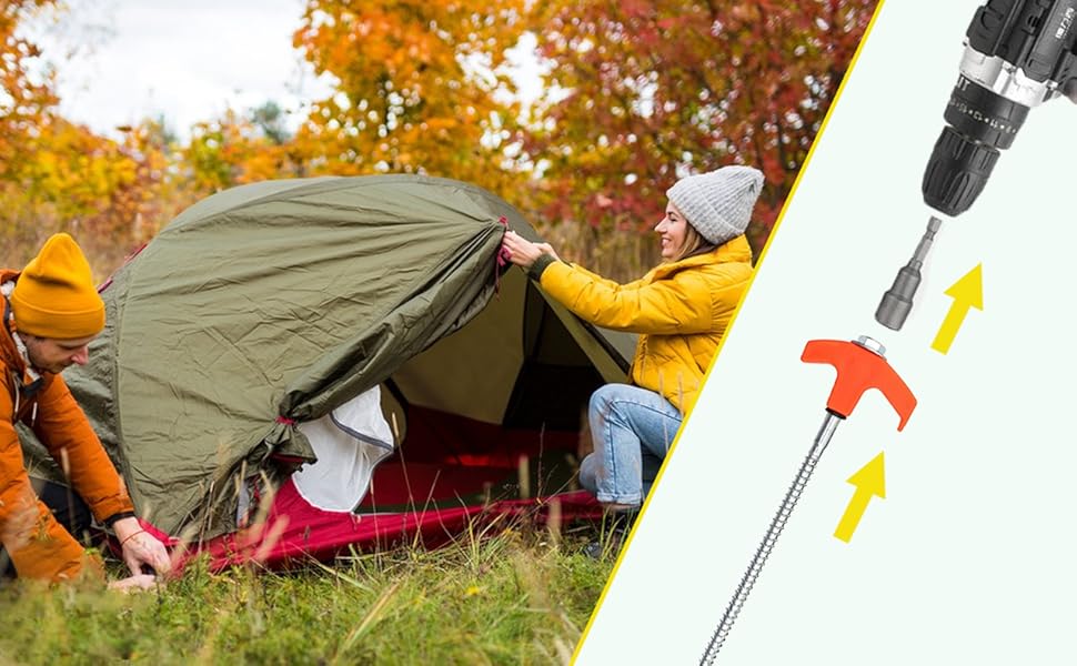 ⛺️COZYVENT Stormvaste Tent Haringen met Schroefdraad – Set van 22 Stuks 20.5CM toepasbaar voor aangedreven sleutel onmisbare kampeeruitrusting